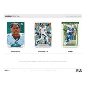 
              Three examples of 2024 Mosaic Choice Football cards. From left to right: Mosaic Parallel, featuring a player portrait with a signature mosaic pattern; Stained Glass insert, showcasing a vibrant geometric design; and Vortex, presenting a dynamic swirled artwork style. Text emphasizes the unique inserts and parallels exclusive to the Choice series
            