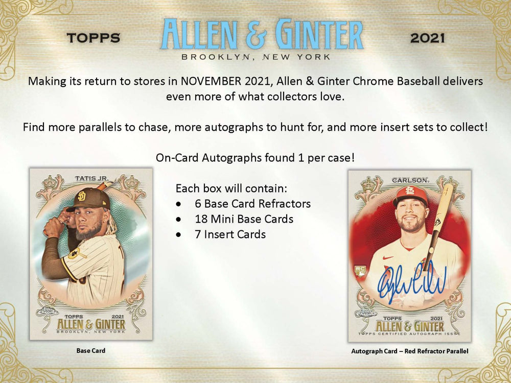 2021 Topps Allen & Ginter Chrome Hobby Box - Baseball