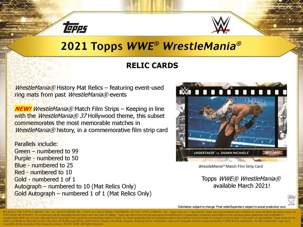 2021 Topps WWE Road to Wrestlemania Hobby Box - Wrestling